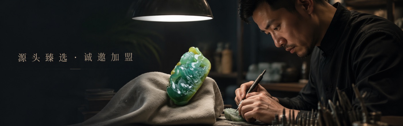 簽約玉雕師傅工作中
